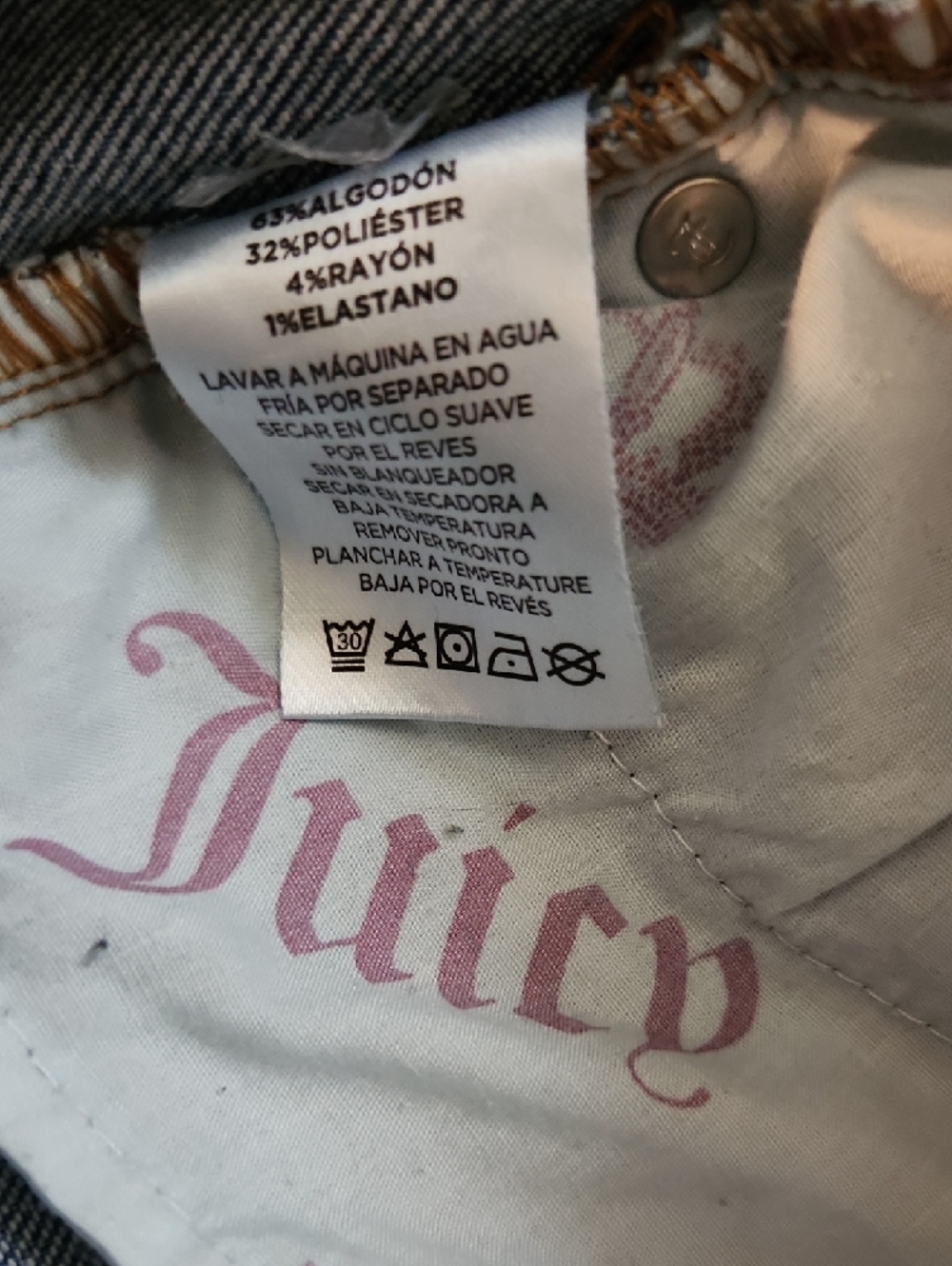 Juicy Couture Baggie Denim Cargo Jeans Juicy Back Logo Wide Leg Y2K Women 28x32 - Picture 9 of 9